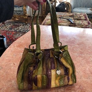 Women Handbag Tosca Blu Snakeskin Leather 11"x8"